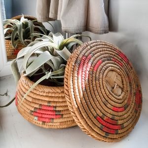 Woven decorative basket with lid. Can be used as planter or storage basket. 🪴